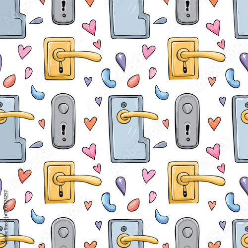 Door handle Vector Illustration with Seamless Pattern Design
