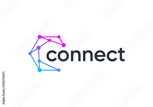 circle letter C global connect logo. network signal technology connectivity symbol icon vector design	
