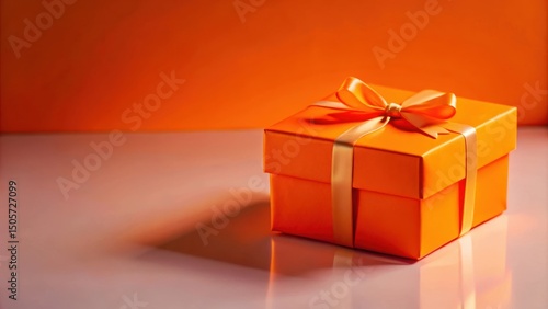 Wallpaper Mural A Vibrant Orange Gift Box With A Delicate Gold Ribbon, A Symbol Of Celebration And Surprise Torontodigital.ca