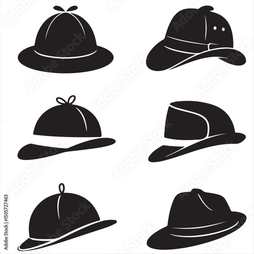 detective hat Line Art Illustrations , Collection of detective  Hat Silhouettes