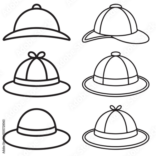 detective hat Line Art Illustrations , Collection of detective  Hat Silhouettes