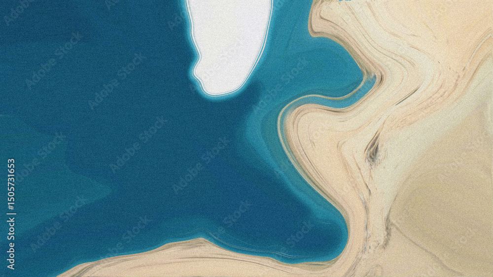 Αυτοκόλλητο Abstract art depicting a teal ocean meeting a beige beach