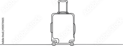 Line Art Minimalist Suitcase Vector Illustration, Travel Luggage Outline Art Illustration.