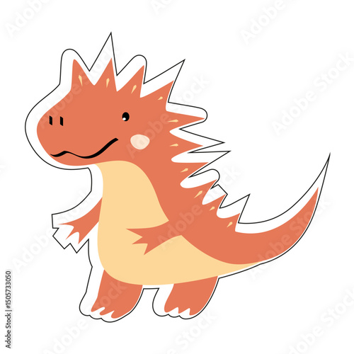 Vector cute Dinosaur on white background. Children's card with cute dinosaurs. Dino baby colorful illustration in naive style on white background