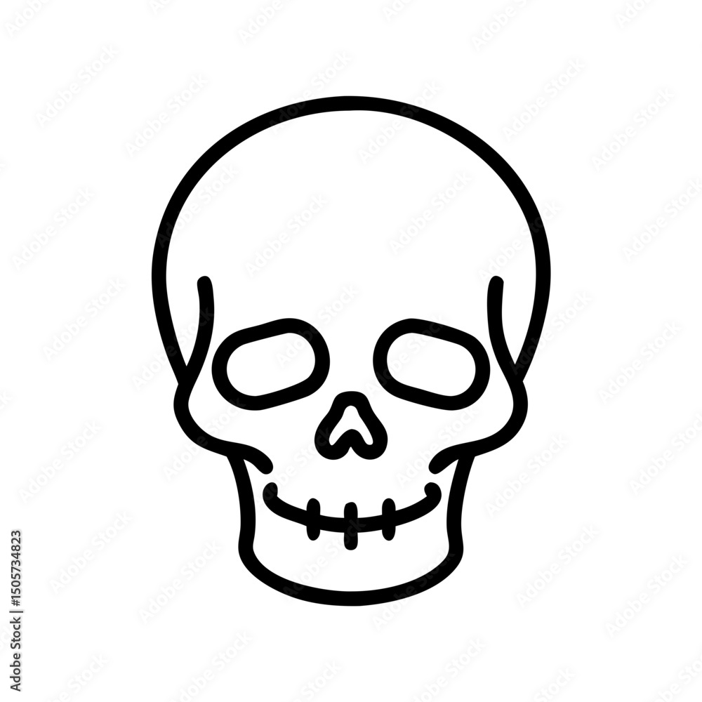 Fototapeta premium Simple outlined skull illustration in minimalistic design 