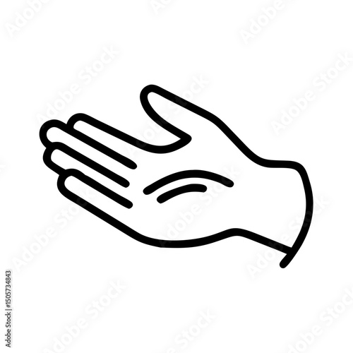 Hand palm facing up in simple line drawing style  