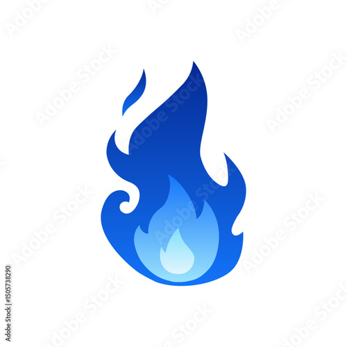 Gas flame icon blue fire pictogram, Blue fire logo design illustration vector isolated on white background