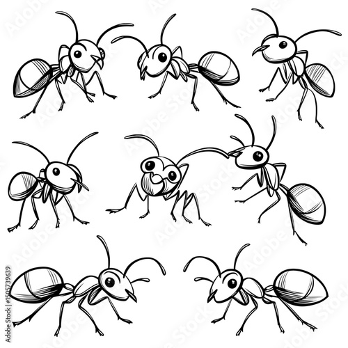 The illustration features a red ant, depicted in a modern and hand-drawn cartoon sketch