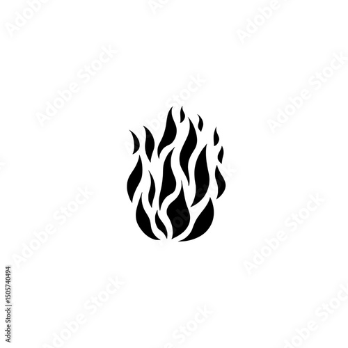 The Black Flame Icon, an abstract and bold black flame graphic, serves as a symbol for fire, passion, and energy, and can be effectively utilized in design projects, logos, and websites