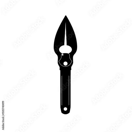 This clean, minimalist icon of a pair of gardening shears is designed for use in web design, print, or as an app icon, and represents the concepts of nurturing, growth, and tending to the natural