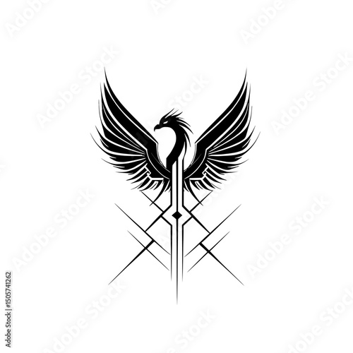 A silhouette of a dragon with outstretched wings embodies the essence of power, mystique, and mythical creatures, making it a perfect design for branding and tattoos