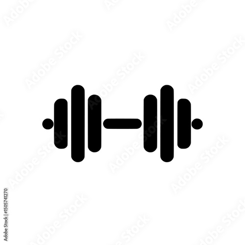 The Octagonal Dumbbell Icon features a bold, minimalist design that makes it perfect for use in fitness apps, gym designs, or websites, and is notable for its clean and uncluttered visual style