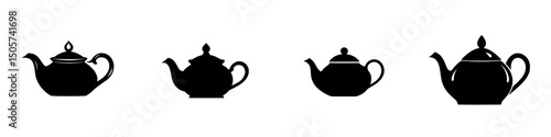 The Elegant Teapot Silhouette embodies a sleek, minimalist design of a classic teapot, ideal for representing hospitality, relaxation, and life's simple pleasures