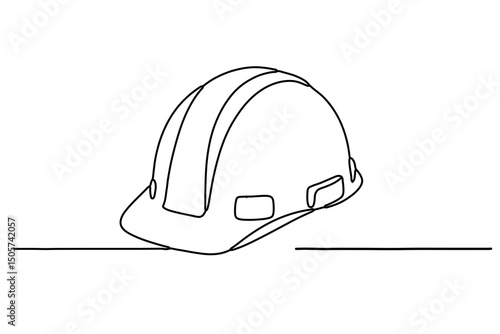 
Single line drawing of a hard hat representing workplace safety 
