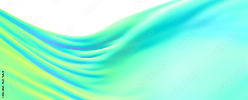 Fototapeta premium Abstract Green Blue Flowing Fabric