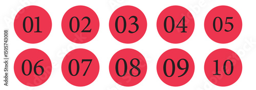 Number Bullet Point set. Set for children's development and education. Number Flags 1 to 10 Flat design isolated vector. Vector illustration. 