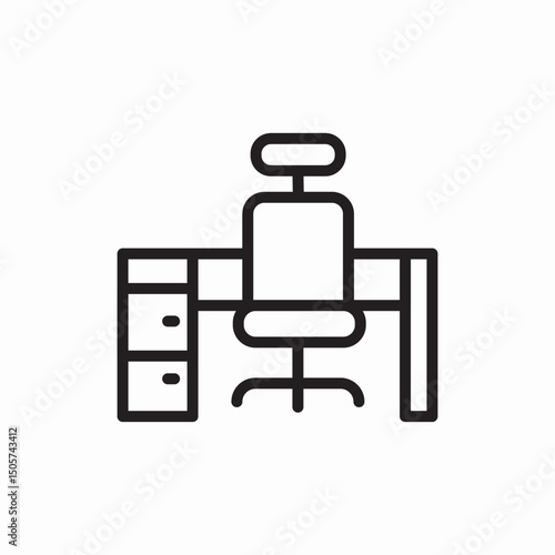 office workspace desk icon vector sign