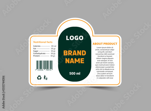 Bottle Label Brand Name Template Design Green And Orange Packaging Product Vector Illustration