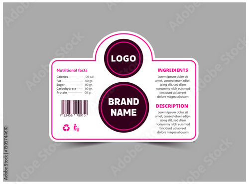 Bottle Label Brand Name Template Design Purple Packaging Product Vector Illustration