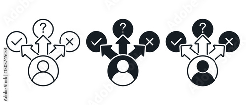 Decision making, three way icon. Illustration vector