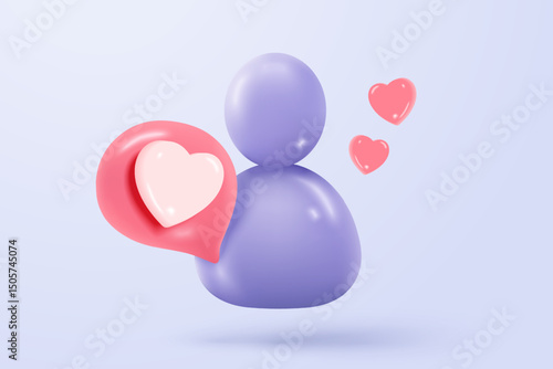 3d user profile icon or social avatar signs and business communication staff person. Identity verification success with notice alert. 3d round account manager button icon vector render illustration