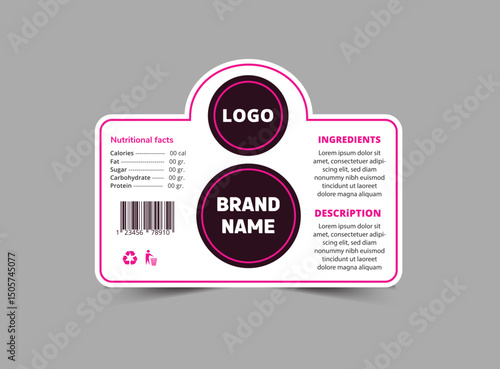 Bottle Label Brand Name Template Design Purple Packaging Product Vector Illustration