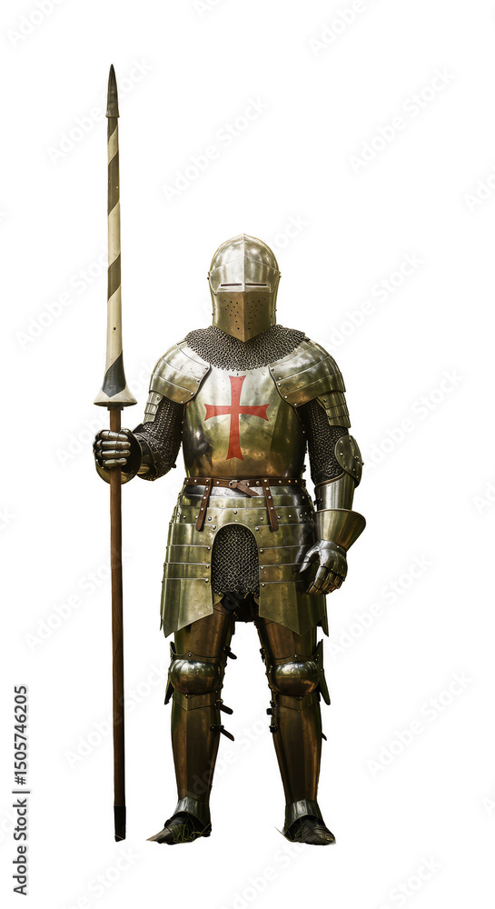 Knight In Shining Armor Holding Spear Isolated On Transparent Background Knight In Shining Armor Holding Spear Isolated On Transparent Background