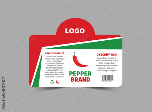 Bottle Label Pepper Brand Name Template Design Packaging Product Vector Illustration