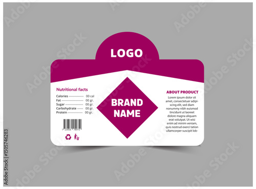 Bottle Label Brand Name Template Design Purple Packaging Product Vector Illustration