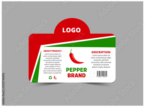 Bottle Label Pepper Brand Name Template Design Packaging Product Vector Illustration