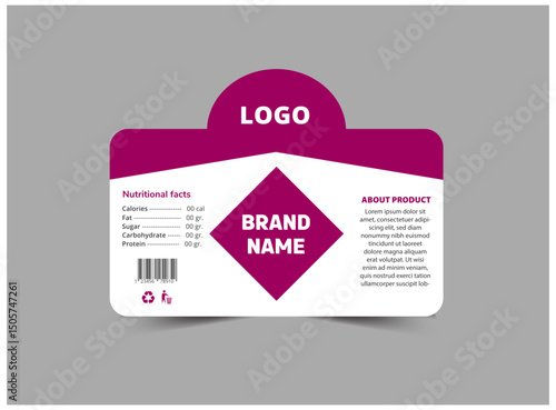 Bottle Label Brand Name Template Design Purple Packaging Product Vector Illustration