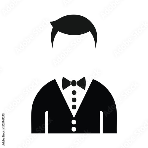 Man in tuxedo icon black and white simple design
