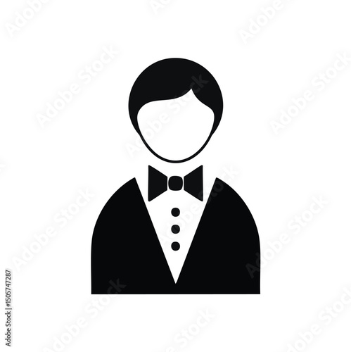 Elegant man icon black bow tie formal wear