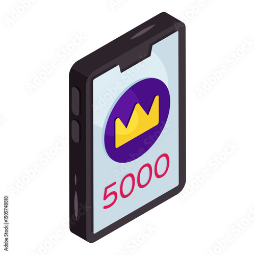 A colored design icon of mobile casino token 