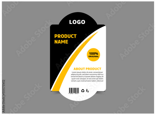 Bottle Label Template Design Black And Yellow Brand Name Packaging Product Vector Illustration
