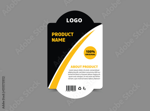 Bottle Label Template Design Black And Yellow Brand Name Packaging Product Vector Illustration