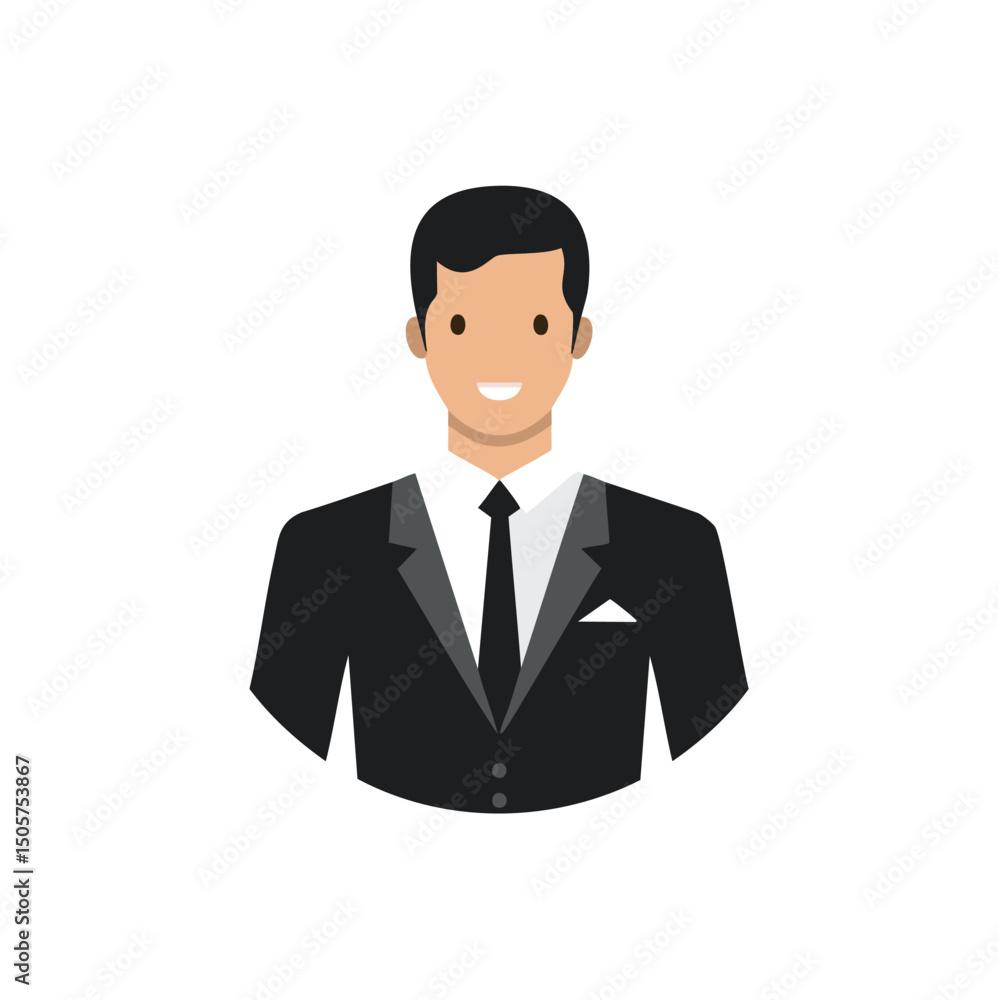 Smiling businessman in suit professional avatar icon Smiling businessman in suit professional avatar icon