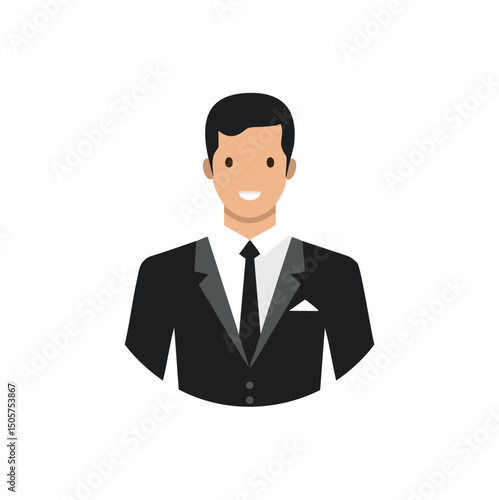 Smiling businessman in suit professional avatar icon