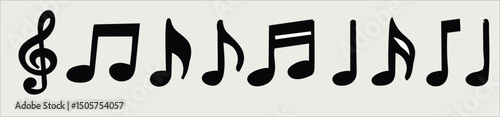 single line art of music note Music notes icon set, Music notes symbol, vector illustration 