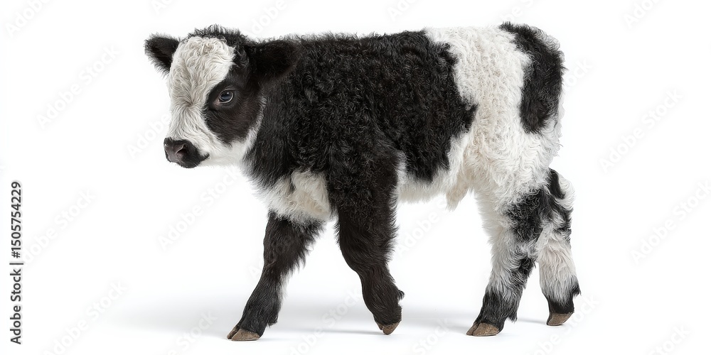 Adorable black and white calf walking. Adorable black and white calf walking.