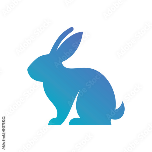 Elegant blue gradient rabbit silhouette logo design