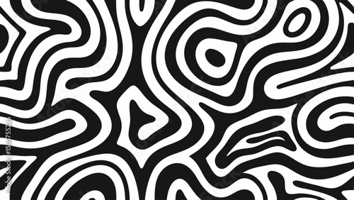 Abstract black and white pattern featuring irregular curved lines and shapes creating a dynamic design |eps vectors