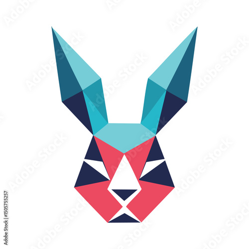 Geometric rabbit head abstract animal design illustration