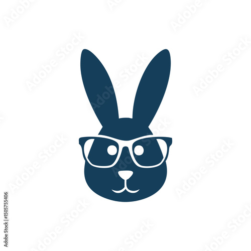 Cute bunny rabbit wearing glasses icon design