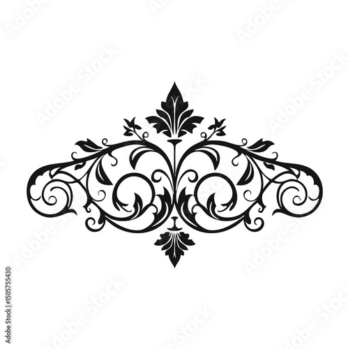 Elegant black and white floral damask design element