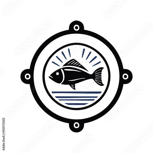 Nautical fish logo design ocean seafood branding