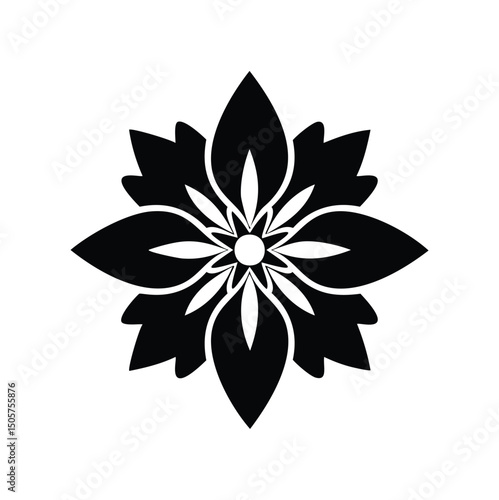 Elegant black and white floral design element