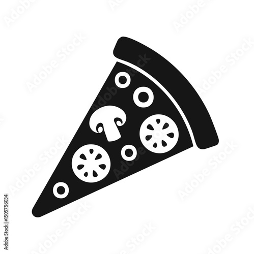 Delicious single slice of pizza with mushrooms and vegetables