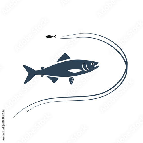 Big fish small fish fishing line minimalist design