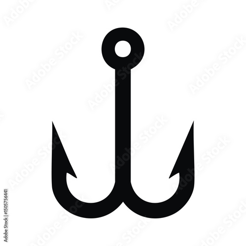 Black double hook fishing tackle icon symbol